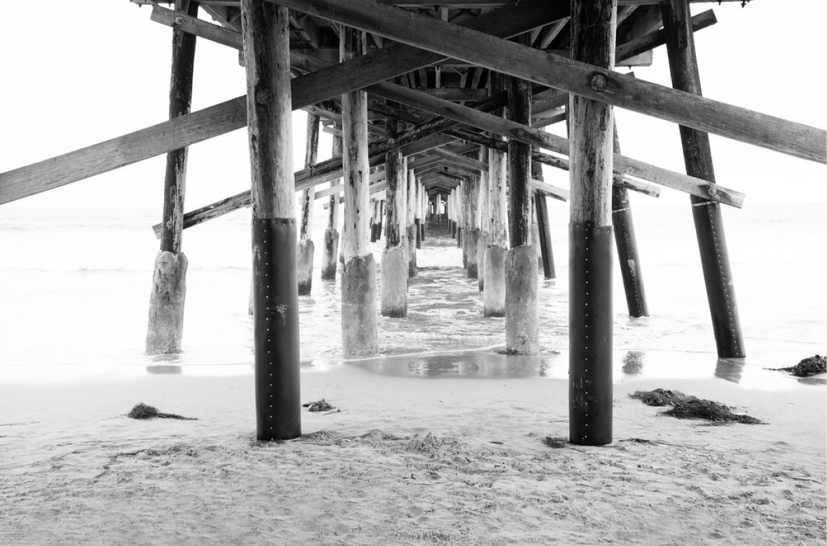 Newport pier three Monochrome