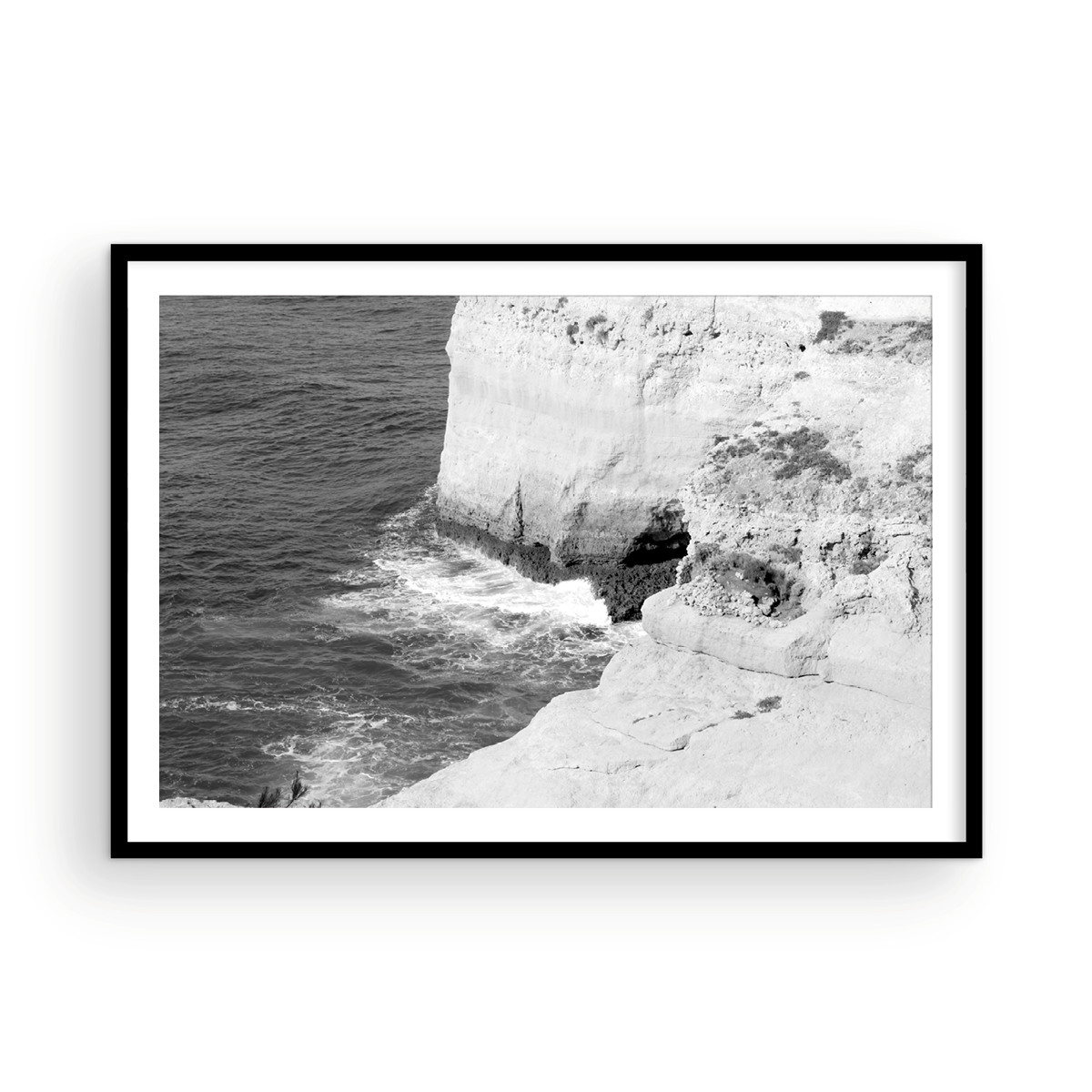 Portugal Cave Cliff Monochrome