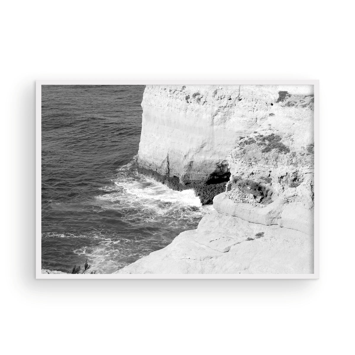 Portugal Cave Cliff Monochrome