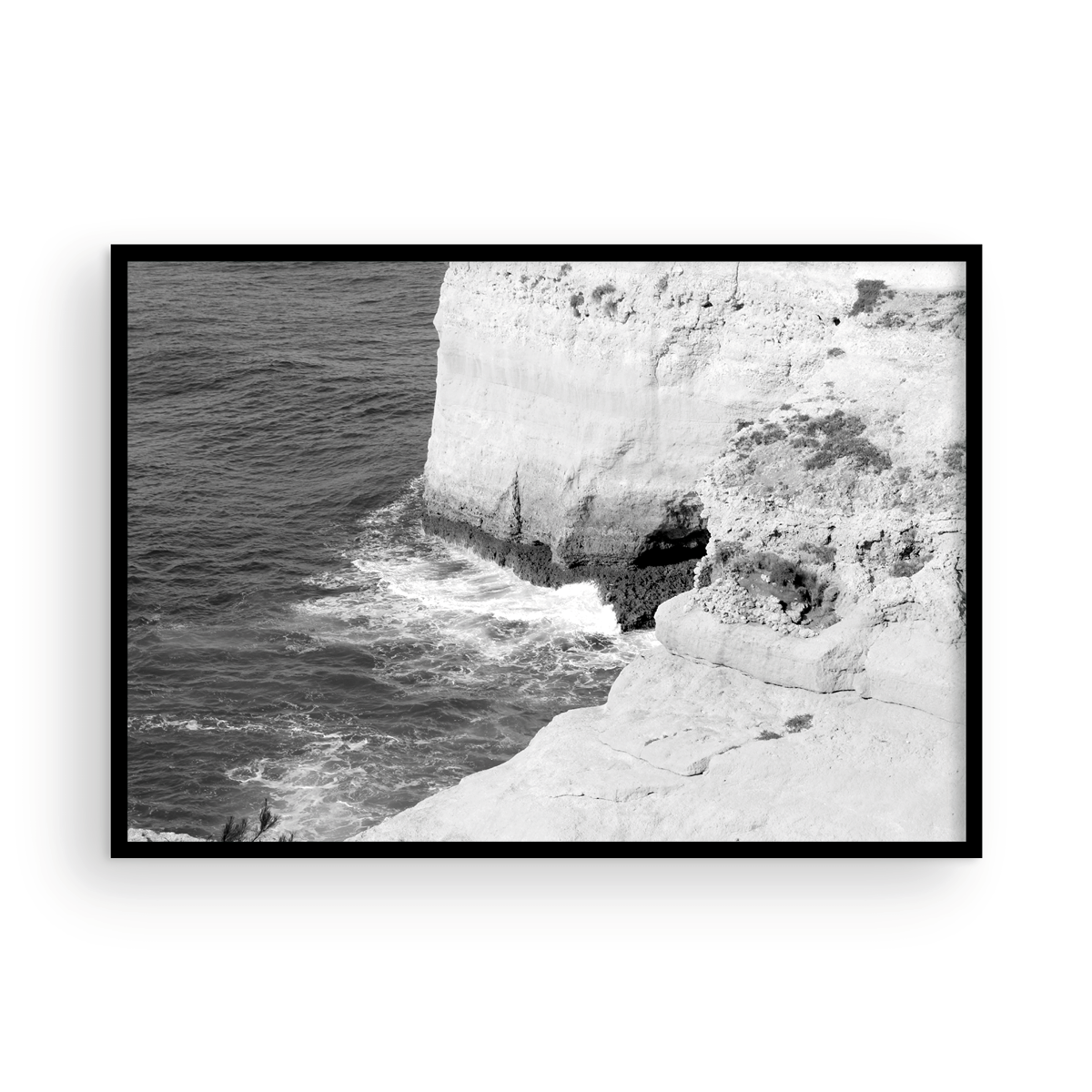 Portugal Cave Cliff Monochrome