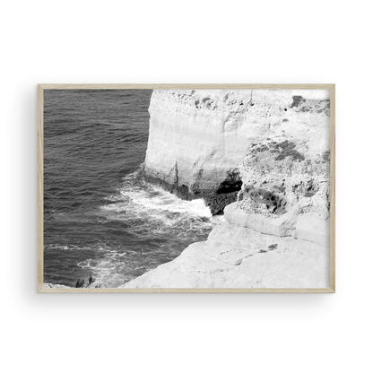 Portugal Cave Cliff Monochrome