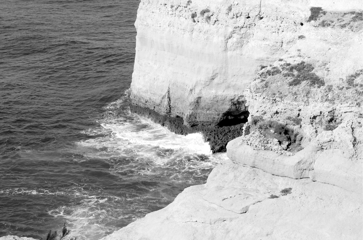 Portugal Cave Cliff Monochrome